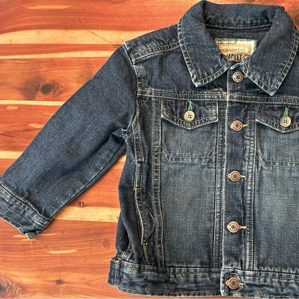 Vintage 2003 OshKosh B'gosh Unisex Kid's Blue Jean Denim Jacket Size 2T